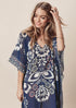 Printed Cocoon Kimono Beach Coverup #Beach Dress #Navy